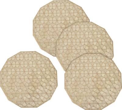 KUBER INDUSTRIES Round Pack of 4 Table Placemat(Gold, Leather)