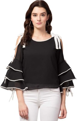 VERMA CREATION Casual Solid Women Black Top