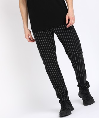 CAMPUS SUTRA Striped Men Black Track Pants