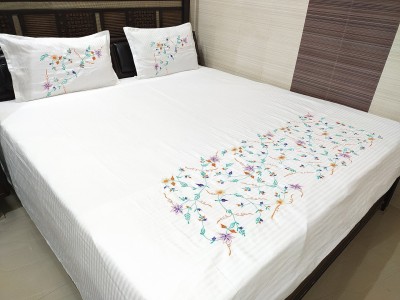 ABC TEXTILE HOUSE 250 TC Cotton King Embroidered Flat Bedsheet(Pack of 1, Multicolor)