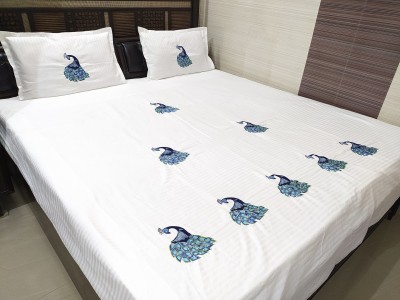 ABC TEXTILE HOUSE 250 TC Cotton King Embroidered Flat Bedsheet(Pack of 1, Multicolor)