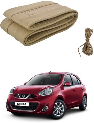 Auto Smart Look Hand Stiched Steering Cover For Nissan Micra(Beige, Leatherite)