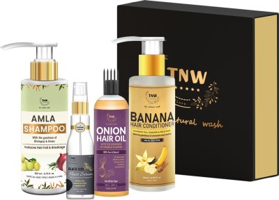TNW - The Natural Wash Anti-Hair Fall Kit for Controlling Hair Fall & Breakage | Hair Care Range with Natural Ingredients(4 Items in the set)