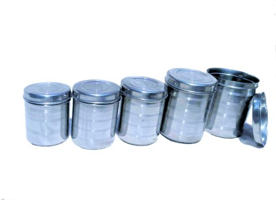 Shri Gayatri Steel Spice Container  - 3500 ml(Pack of 5, Silver)