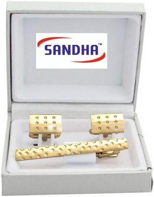 SANDHA Alloy Cufflink & Tie Pin Set(Gold)