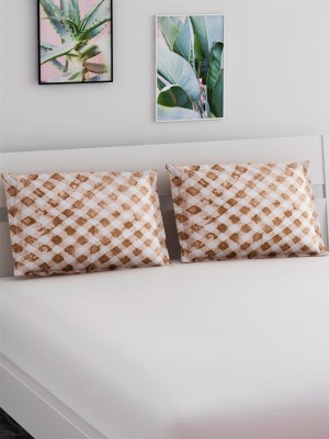 SALONA BICHONA Checkered Pillows Cover(Pack of 2, 43 cm*69 cm, Brown)