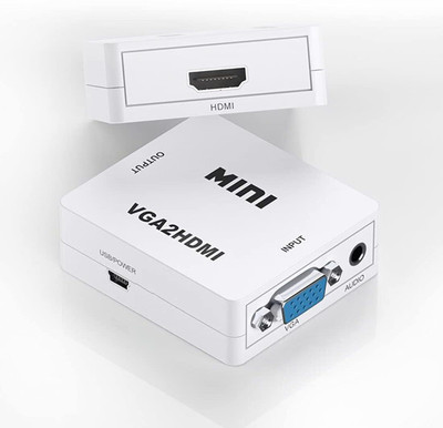 microware VGA to HDMI Converter/Adapter, HD 1080P Compatible for TV, Laptop, Desktop, Computer Media Streaming Device(White)