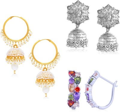 Sukkhi Exotic Swarovski Crystal Oxidised & Earring Combo Set of 3 for Women Alloy Earring Set
