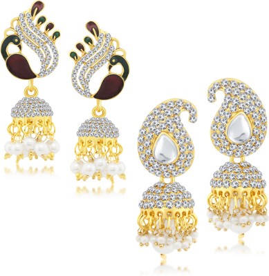 Sukkhi Glorious Peacock Set Of 2 Pair Jhumki Earring Combo For Women Alloy Jhumki Earring