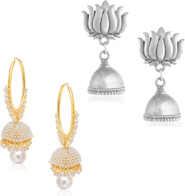 Sukkhi Amazing Oxidised & Gold Plated Pearl Jhumki Earring Combo Set of 2 for Women Pearl Alloy Jhumki Earring