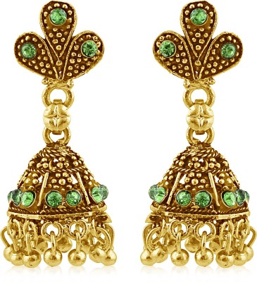 Sukkhi Exquitely Gold Plated Green Studded Jhumki Stone Earring For Women Alloy Jhumki Earring