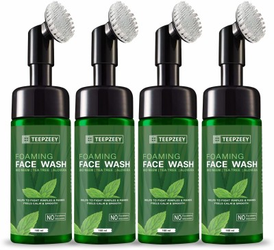 Teepzeey Built-in Brush Tea Tree Foaming  With Tea Tree & Bio Neem (Pack Of 4) Face Wash(640 ml)