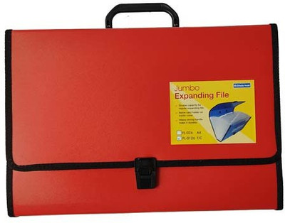 Greeshma Polypropylene Bindermax Jumbo Expanding File Sturdy & Durable with Sewn Edges, 26 Pockets, Strong Handle and Lock Polypropylene Expanding Folder(Set Of 1, Red)