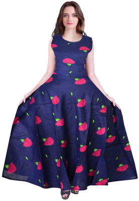 Kuber taxtile 1 Flared/A-line Gown(Blue)