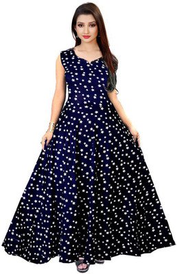 Kuber taxtile 1 Flared/A-line Gown(Blue)
