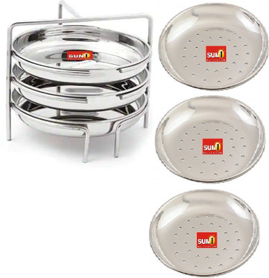 sun1 SUN1-DHOKLA/THATTU IDLI STAND-3PLATES DHOKLA PLATE AND 3 PLATES IDIYAPPAM PLATES Induction & Standard Idli Maker(6 Plates , 6 Idlis )