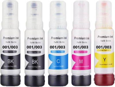 Teqbot Refill Ink 001/003 Black + Tri Color Combo Pack Ink Bottle