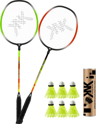chist Aluminum Badminton Racket Set of 2 with Nylon Shuttles 6 Pieces Badminton Kit