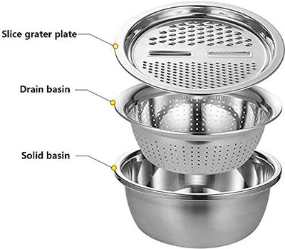 abundance 3 in 1 multipurpose kitchen greater Collapsible Colander(Steel Pack of 1)