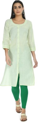 City Fashion Women Solid Straight Kurta(Green)