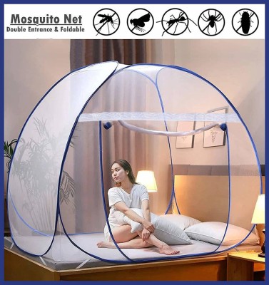 influitive Polyester Adults Washable polyester adults washble foldable, king size bad and double bed Mosquito Net(Blue, Tent)