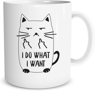 craft maniacs CAT DO WHAT I WANT CERAMIC 350ML MUGS FOR COFFEE TEA | BEST GIFT FOR FRIEND / LOVER / CO WORKER / FAMILY Ceramic Coffee Mug(350 ml)