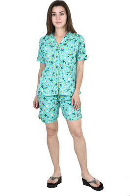 SDGP Women Printed Green Top & Shorts Set