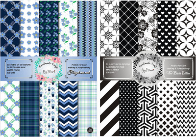 Dheett Forget Me Not and The Black Edition Scrapbook Designer Paperpack Matte Finish Perfect for Making Greeting Cards Envelops Explosion Boxes and Albums Unruled A4 300 gsm Craft paper(Set of 2, Multicolor) Dheett Forget Me Not and The Black Edition Scrapbook Designer Paperpack Matte Finish Perfect for Making Greeting Cards Envelops Explosion Boxes and Albums Unruled A4 300 gsm Craft paper(Set of 2, Multicolor)