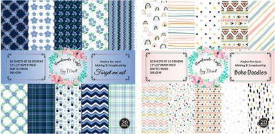 Dheett Forget Me Not and Boho Doddles Scrapbook Designer Paperpack Matte Finish Perfect for Making Greeting Cards Envelops Explosion Boxes and Albums Unruled 12 x 12 300 gsm Craft paper(Set of 2, Multicolor) Dheett Forget Me Not and Boho Doddles Scrapbook Designer Paperpack Matte Finish Perfect for Making Greeting Cards Envelops Explosion Boxes and Albums Unruled 12 x 12 300 gsm Craft paper(Set of 2, Multicolor)