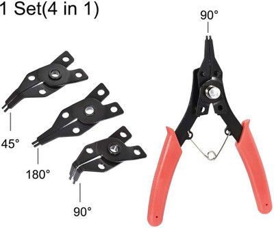 uptodatetools 4 In 1 Snap Ring Pliers Plier Set Circlip Combination Interchangeable Retaining Clip Tool Kits External + Internal Retaining Multiple Jaws Circlip Plier(Length : 6 inch)