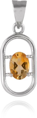 Femme Jam 925 Sterling Silver Natural Citrine Gemstone Oval Pendant for Women & Girls Citrine Sterling Silver Pendant