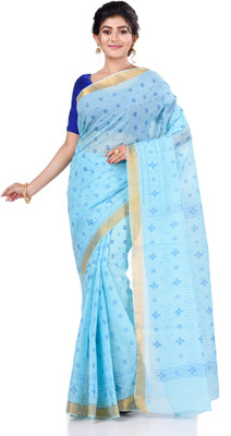 TANTLOOM Printed Handloom Handloom Pure Cotton Saree(Blue)