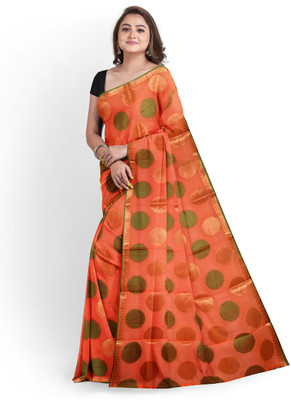 GNSARI Woven Banarasi Handloom Art Silk Saree(Orange)
