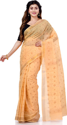 TANTLOOM Printed Handloom Handloom Pure Cotton Saree(Gold)