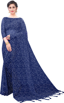 ELLAZY FASHION Printed Bollywood Net Saree(Dark Blue)