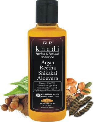 SLR Khadi Argan Reetha Shikakai Aloevera Shampoo with Natural Argan Oil - No Parabens & Sulphate Anti Dandruff(210 ml)