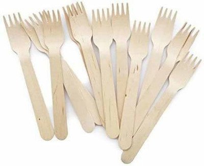 Quit Plastic 14cm wooden fork sets Disposable Wooden Table Spoon Set(Pack of 250)