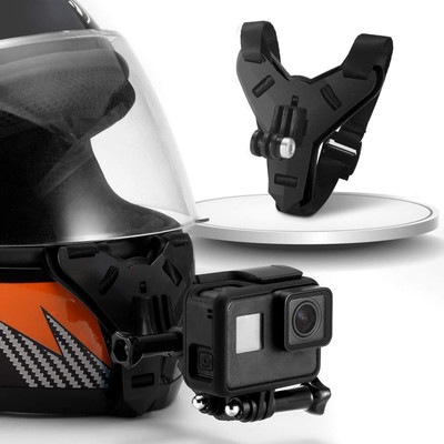 Adofys Black Fixing Bracket Helmet Chin Mount Holder Integrated Helmet Belt Accessory Compatible with Yi, DJI Osmo GoPro Hero 8/7/6/5/4/3 & Other Action Camera Strap(Black)