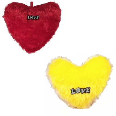 De-Ultimate Pack of 2 (Size:30x26cm) Premium Quality Red and yellow Heart Love Dil Soft Fur Stuffed Toy for Adult & Kids Birthday's, Valentine's Days, Special Occasional Surprise Gifts, Home Room Decoration, Car Decor Showpieces  - 26 cm(Multicolor)