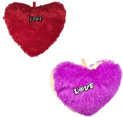 De-Ultimate Pack of 2 (Size:30x26cm) Premium Quality Red and Purple Heart Love Dil Soft Fur Stuffed Toy for Adult & Kids Birthday's, Valentine's Days, Special Occasional Surprise Gifts, Home Room Decoration, Car Decor Showpieces  - 26 cm(Multicolor)