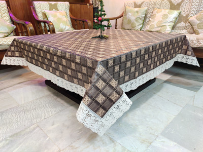 MONKDECOR Printed 2 Seater Table Cover(Brown, PVC)