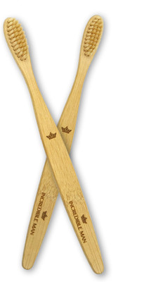 Incredible Man Bamboo Tooth Brush C curve with Brown Bristles | Eco-friendly Oral Care Soft Toothbrush(Pack of 2)