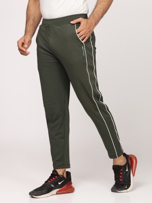 Bullmer Striped Men Olive Track Pants