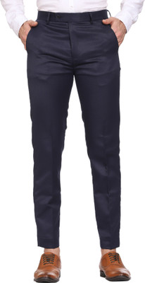 SYLZON Slim Fit Men Dark Blue Trousers