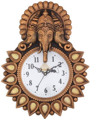 Bellebon Arts Analog 33 cm X 24 cm Wall Clock(Brown, With Glass, Standard)