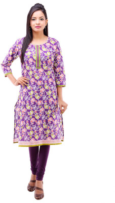 

Kyaara Women's Printed Straight Kurta(Purple), Purple;white