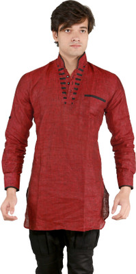 

New Looks Men's Solid Pathani Kurta(Maroon