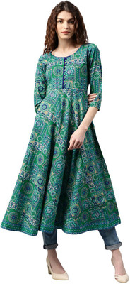 Libas Women Printed Flared Kurta(Multicolor) Flipkart