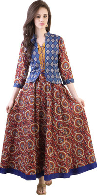 

Libas Women's Printed Anarkali Kurta(Maroon)