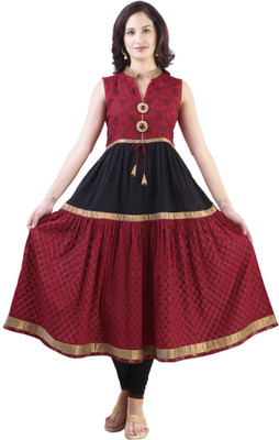 

Libas Women's Printed Anarkali Kurta(Red)